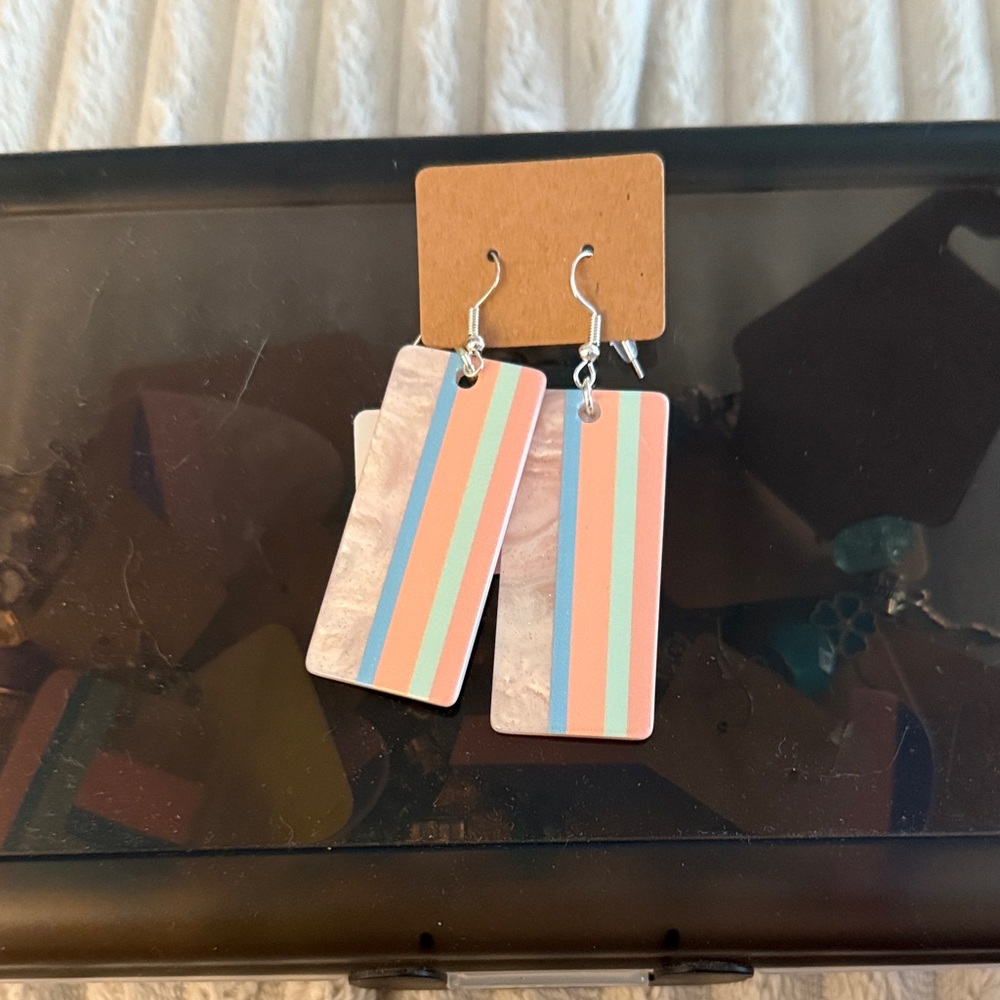 Striped Rectangular Earrings